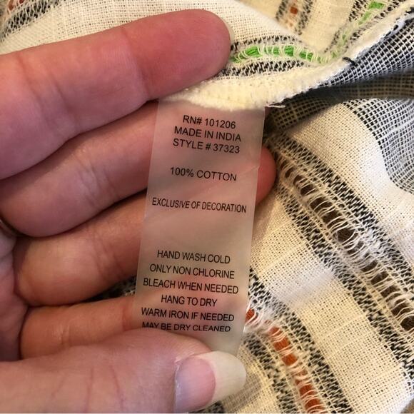 Soft Surroundings black white striped embroidered popover tunic top Petite Small - Picture 15 of 15